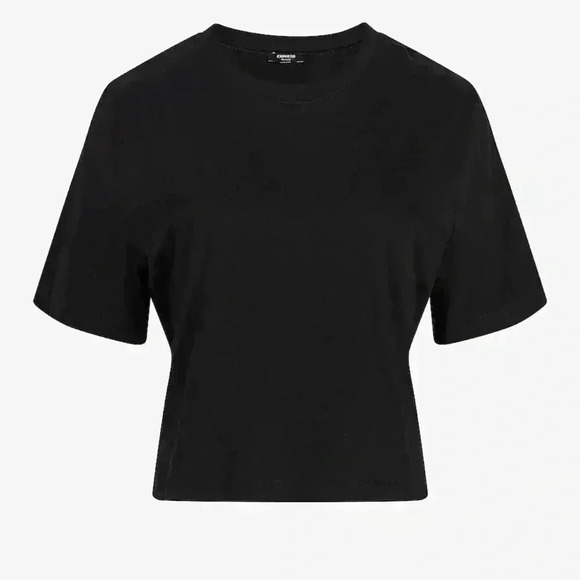 Express Crew Neck Short Sleeve Cropped Boyfriend Tee - Picture 3 of 4